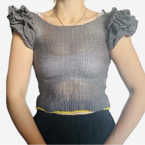 MISS SIXTY Y2K Sexy Sweater XS Wool Blend Ruffles - Picture 1 of 7